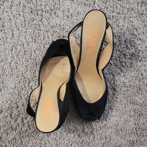 Michael Kors Black Women's Peep Toe Wedge Heels